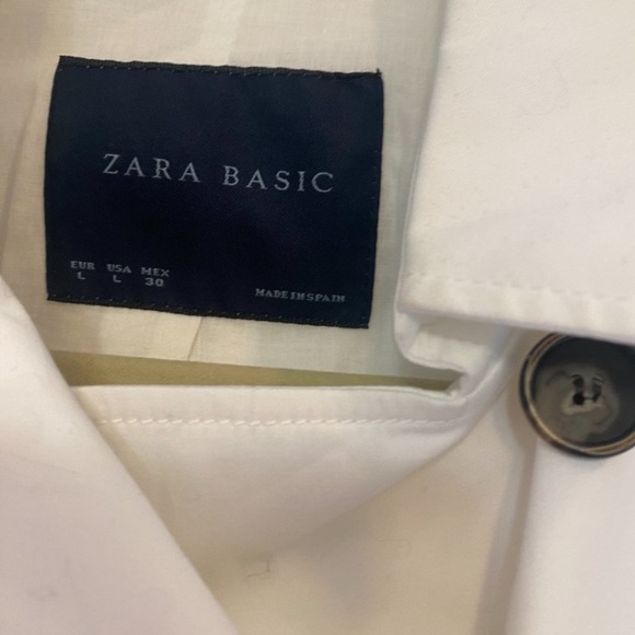 Zara White Trench Coat Jacket Banana Republic MK Kors H&M J Crew Loft M/L 6/8 - Picture 7 of 13